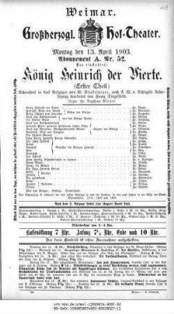 König Heinrich der Vierte. (Erster Theil)