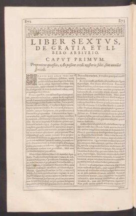 Liber Sextus, De Gratia Et Libero Arbitrio.