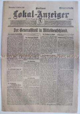 "Berliner Lokal-Anzeiger" zu den revolutionären Kämpfen in Mitteldeutschland