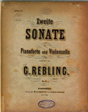 Zweite Sonate für Pianoforte und Violoncello : op. 27