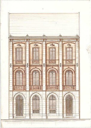 Ziebland, Georg Friedrich; München; Dreigeschossiges Haus - Ansicht