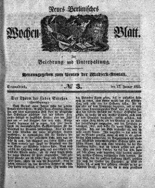 No. 3, Sonnabend, den 17.Januar 1835