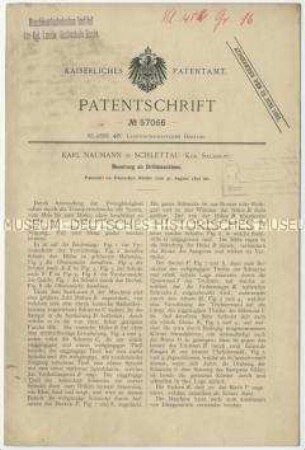 Patentschrift einer Neuerung an Drillmaschinen, Patent-Nr.57066