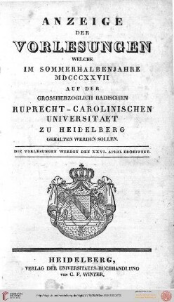 Sommersemester 1827