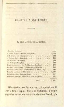 Chapitre vingt-unième. État actuel de la mission