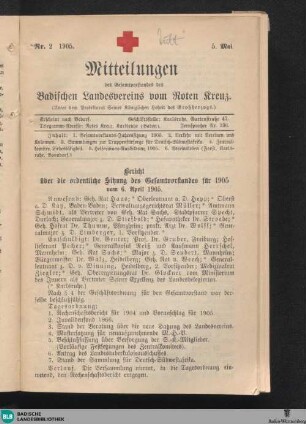 Mitteilungen des Gesamtvorstandes des Badischen Landesvereins vom Roten Kreuz