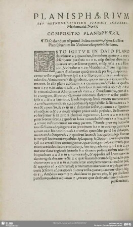 PLANISPHAERIVM SEV METHEOROSCOPION IOANNIS SCHONERI Mathematici Norici.
