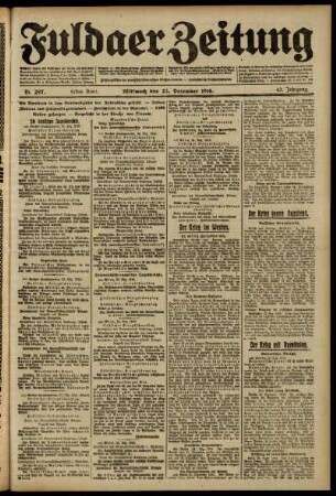 Erste Ausgabe vom Mittwoch, den 27. Dezember 1916.