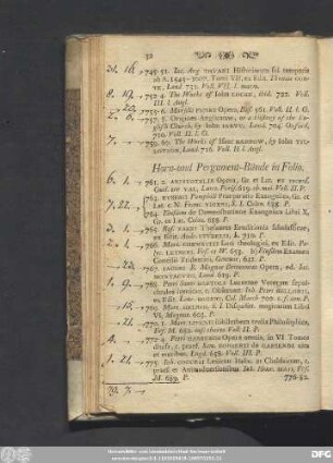 Horn- und Pergament-Bände in Folio.