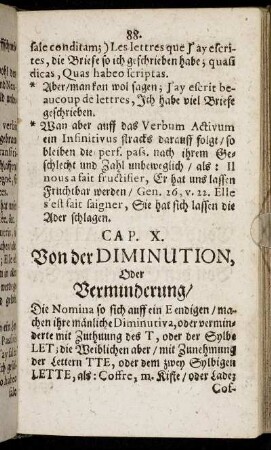 Cap. X. Von der Diminution, Oder Verminderung.