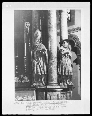 Rechte Seitenfiguren: Kirchenväter Ambrosius und Hieronymus