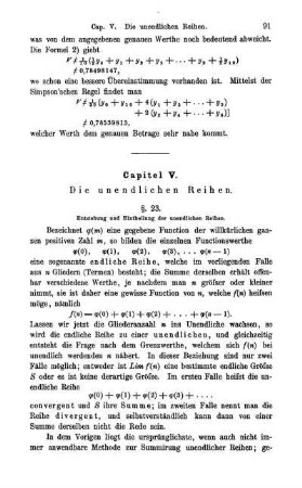 Capitel V. Die unendlichen Reihen.