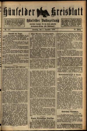 Ausgabe vom Dienstag, den 09. Dezember 1924.