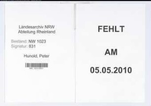 Entnazifizierung Peter Hunold , geb. 00.00.0000 ()