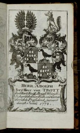Herr Adolph Frey Herr von Trott[...] - Herr Frantz Wilhelm Loskant.