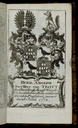 Herr Adolph Frey Herr von Trott[...] - Herr Frantz Wilhelm Loskant.