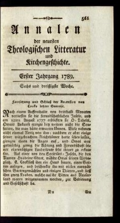 Sechs und dreißigste Woche
