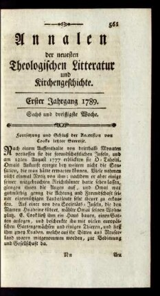 Sechs und dreißigste Woche