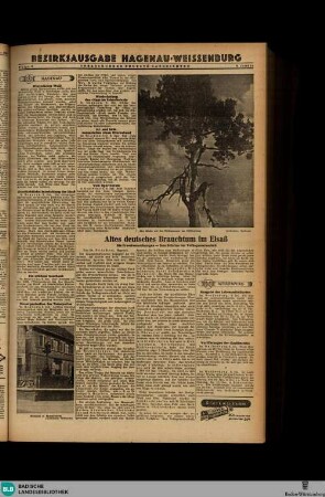 Straßburger neueste Nachrichten : amtliche Tageszeitung und Regierungsanzeiger für das deutsche Elsass ; [...] ; Bezirksausgabe Nord : Hagenau, Weißenburg, Bezirksausgabe Hagenau-Weissenburg