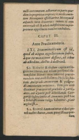Caput III. De Ante Praedicamentis.