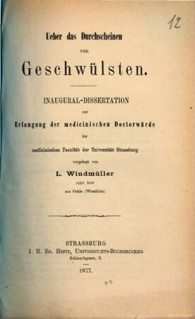Über das Durchscheinen von Geschwülsten