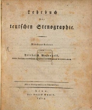 Lehrbuch der teutschen Stenographie