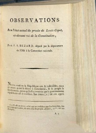 Observations sur l'état actuel du procès de Louis Capet, ci-devant roi de la constitution