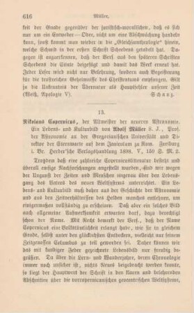 616-617 [Rezension] Müller, Adolf, Nikolaus Copernicus, der Altmeister der neuern Astronomie