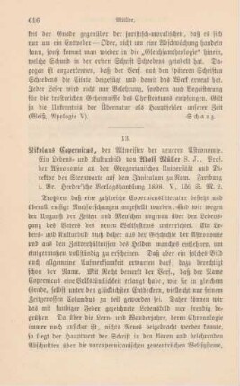 616-617 [Rezension] Müller, Adolf, Nikolaus Copernicus, der Altmeister der neuern Astronomie