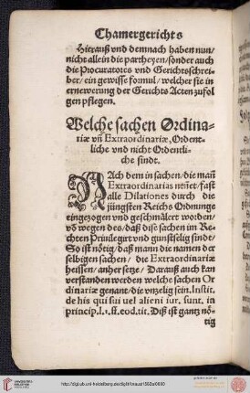 Welche sachen Ordinariae vnd Extraordinariae ... sindt
