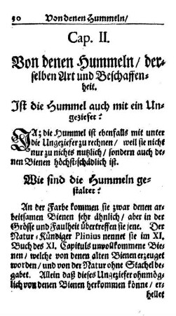 Cap. II. Von denen Hummeln, derselben Art und Beschaffenheit.
