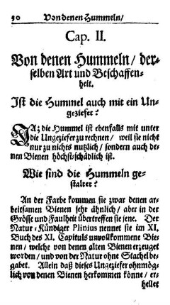 Cap. II. Von denen Hummeln, derselben Art und Beschaffenheit.