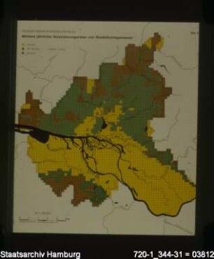 Fachplan Wasserversorgung, Mittlere jährliche Versickerungsraten Niederschlag