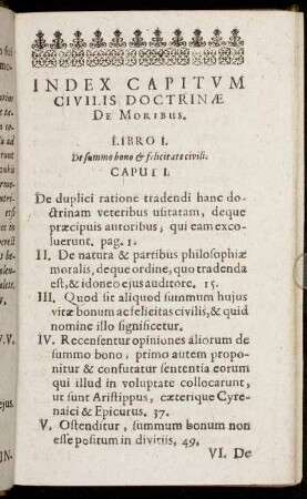 Index Capitum Civilis Doctrinæ de Moribus.