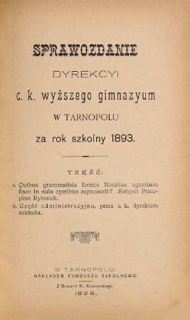 Quibus grammaticis formis Horatius agentium fines suis operibus expresserit? : Scripsit Procopius Rybczuk