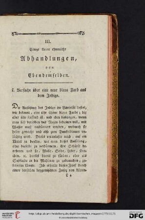 III. Einige kleine chymische Abhandlungen, von Ebendemselben