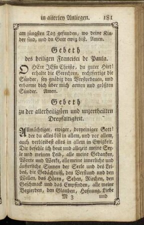 Gebeth zu der allerheiligsten und unzertheilten Dreyfaltigkeit. - Gebeth wenn man den Segen giebt.