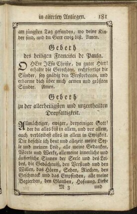 Gebeth zu der allerheiligsten und unzertheilten Dreyfaltigkeit. - Gebeth wenn man den Segen giebt.