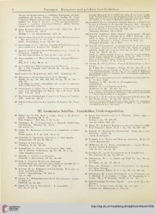 III. Gesammelte Schriften. Festschriften, Gelehrtengeschichte.