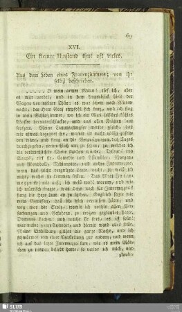 XVI. Ein kleiner Umstand thut oft vieles