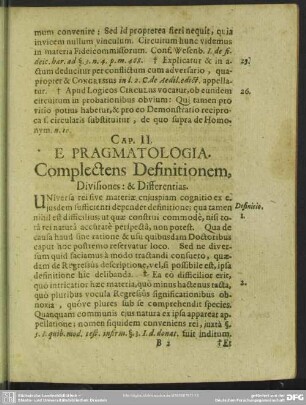 Cap. II. E Pragmatologia. Complectens Definitionem, Divisiones: & Differentias