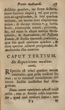 Caput tertium. De repetitione meditationis.