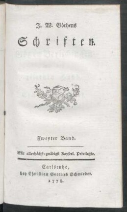 Bd. 2: J. W. Göthens Schriften