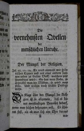 I. Der Mangel der Religion. - II. Die Fehler der Erziehung.