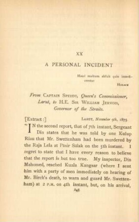 XX. A personal incident