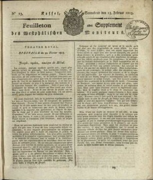 No. 13, Sonnabend den 13. Februar 1813