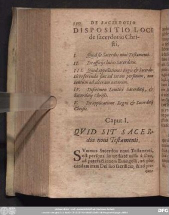 Dispositio Loci de sacerdotio Christi.