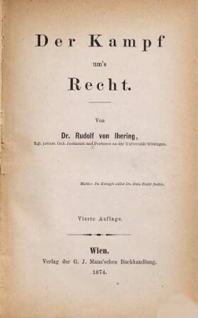 Der Kampf um's Recht