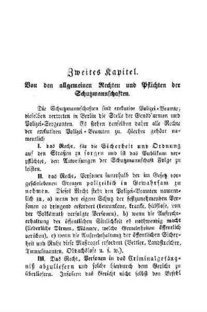 Zweites Kapitel. Von den allgemeinen Rechten und Pflichten der Schutzmannschaften