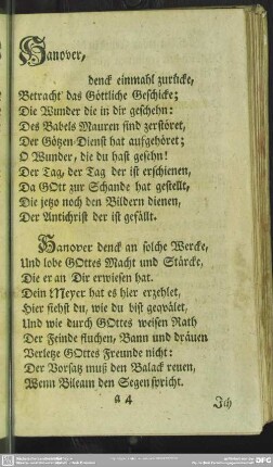 Hanover, denck einmahl zurücke ...